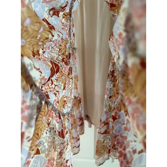 ASTR The Label Women's XS Floral Smocked Tiered Midi Dress Multicolor‎ - Picture 4 of 11